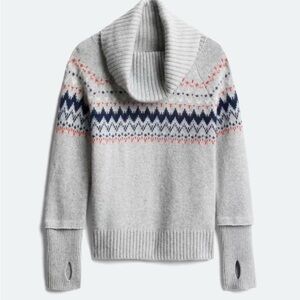 Market & Spruce Sweater Gray Fair Isle Cowl Neck Thumbholes XXL